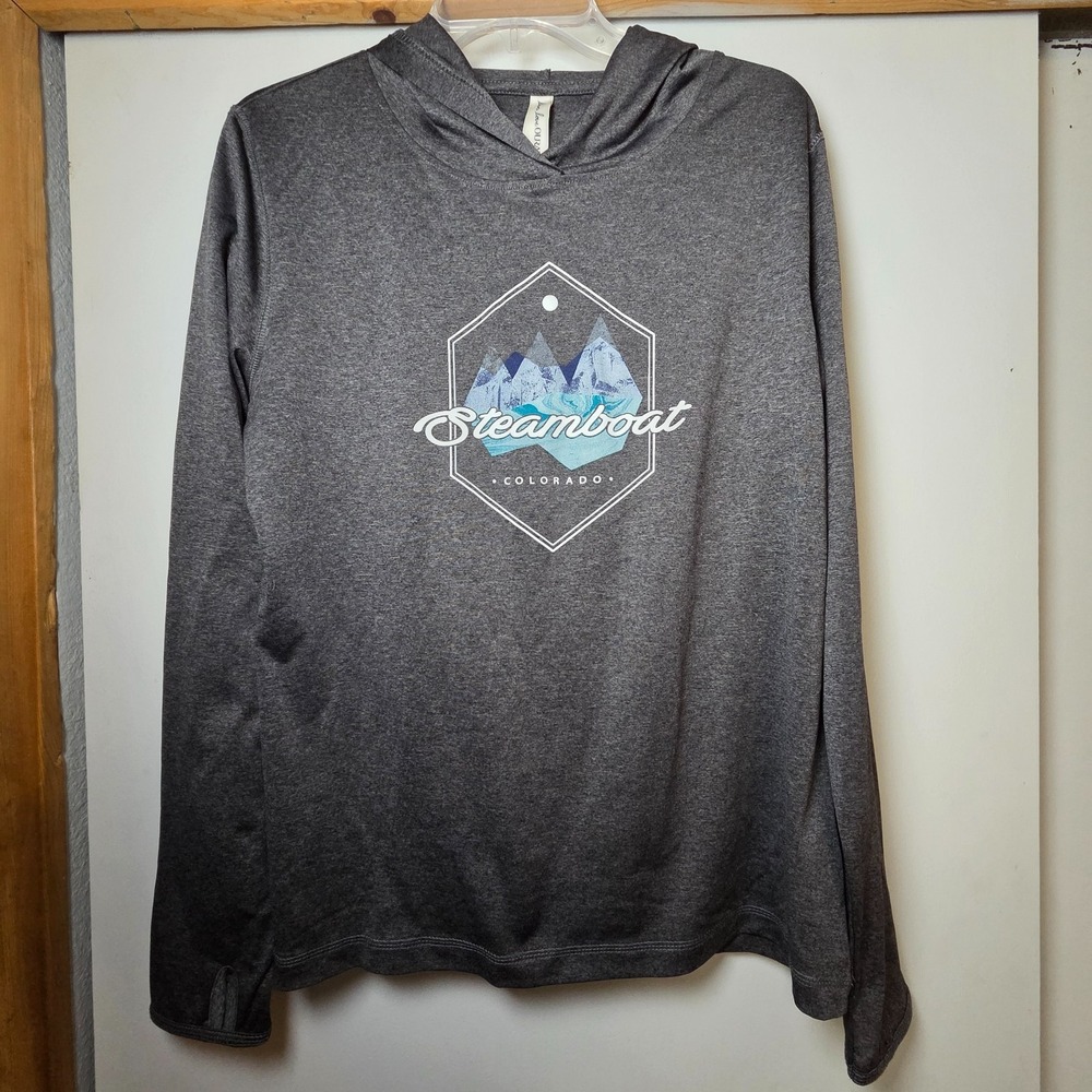 Ouray Womens Steamboat Springs Gray Hoodie Size L Lightweight Active Thumb Holes